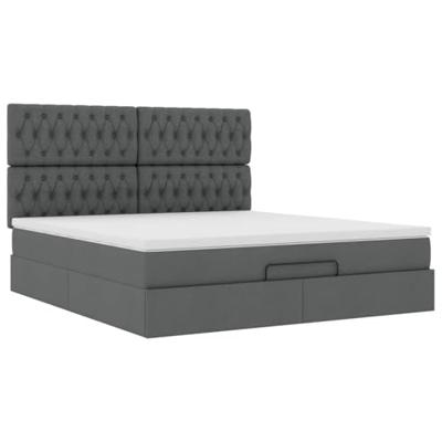 Ottoman bed met matras en LED's 160x200cm stof donkergrijs