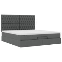 Ottoman bed met matras en LED's 160x200cm stof donkergrijs - thumbnail