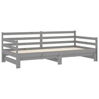 Slaapbank uitschuifbaar massief grenenhout grijs 2x(90x200) cm - thumbnail
