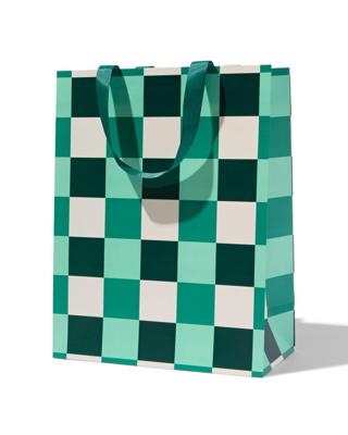 HEMA Cadeautas groen geblokt (goud)