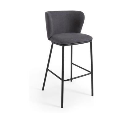 Kave Home Barkruk 'Ciselia' Chenille, kleur Donkergrijs (zithoogte 75cm)