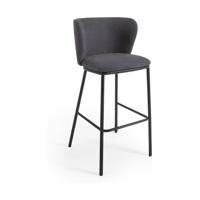 Kave Home Barkruk 'Ciselia' Chenille, kleur Donkergrijs (zithoogte 75cm) - thumbnail