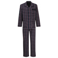 Gotzburg Doorknoop pyjama geweven blauw ruit - thumbnail