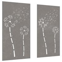 VidaXL Wanddecoratie tuin 2 st bloemenontwerp 105x55 cm cortenstaal - thumbnail