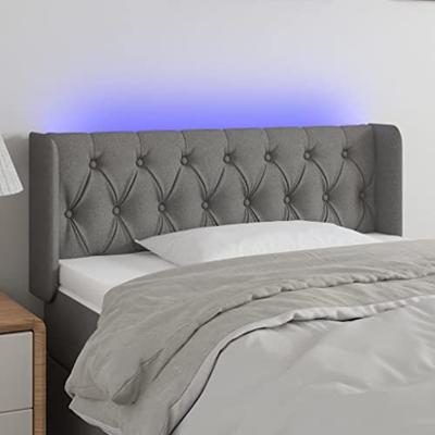 Hoofdbord LED 103x16x78/88 cm stof donkergrijs