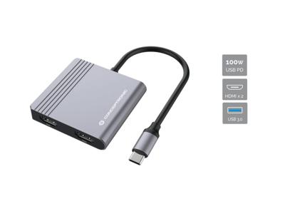 Conceptronic DONN13G notebook dock & poortreplicator Bedraad USB 3.2 Gen 1 (3.1 Gen 1) Type-C Grijs