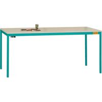 Manuflex LD1918.5021 ESD ESD-werktafel UNIDESK met melamine schijf, onderstel waterblauw RAL 5021, bxdxh = 1600 x 800 x 720-730 mm Waterblauw - thumbnail