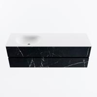 MONDIAZ VICA 150cm badmeubel onderkast Marquina 4 lades. Wastafel MOON links 1 kraangat, kleur Talc. - thumbnail