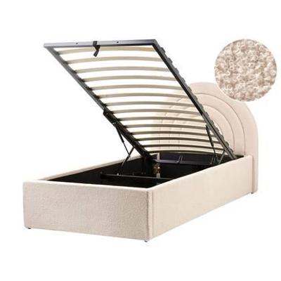 Beliani - ANET - Bed met opbergruimte - Beige - 90 x 200 cm - Bouclé