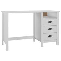 Bureau Hill 3 lades 120x50x74 cm massief grenenhout - thumbnail