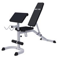 Verstelbare fitnessbank met Curlrack wit - thumbnail