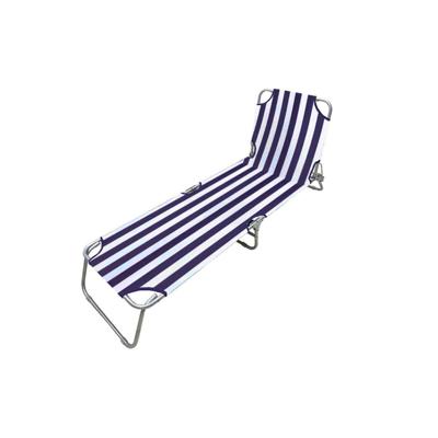 Marbueno Ligstoel Opvouwbaar Staal Strepen Blauw en Wit Strand en Zwembad 187x55x24 cm 10020