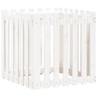 VidaXL Plantenbak met hekontwerp 70x70x70 cm massief grenenhout wit - thumbnail