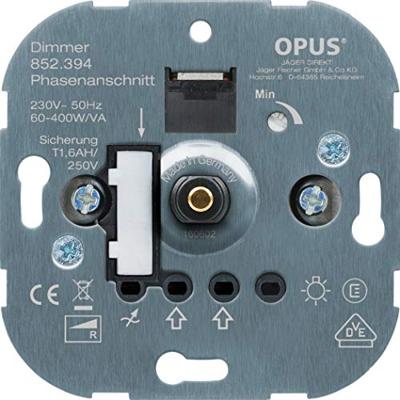 Opus gloeilampen draaidimmer met druk-wisselschakelaar en steekklemmen 60-800W Opus gloeilampen draaidimmer met druk-wisselschakelaar en steekklemmen 60-800W