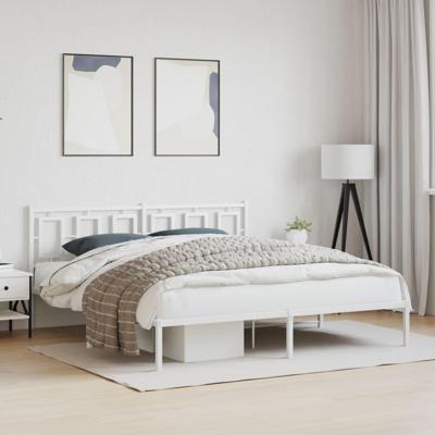 Bedframe met hoofdbord metaal wit 180x200 cm