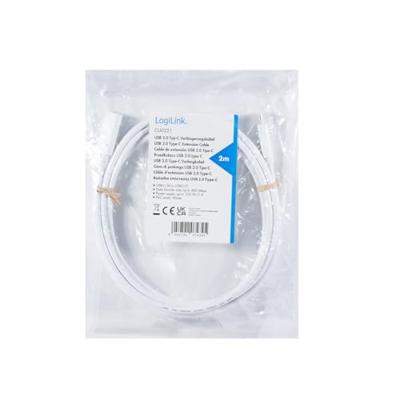 LogiLink CU0221 USB-C-kabel USB 2.0 USB-C stekker, USB-C bus 2.00 m Wit LogiLink CU0221 USB-C-kabel USB 2.0 USB-C stekker, USB-C bus 2.00 m Wit