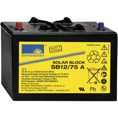 GNB Sonnenschein Solar-Block SB12/75 A NGSB120075HS0CA Solar-accu 12 V 75 Ah Loodgel (b x h x d) 33 x 23.6 x 17.1 cm Conuspool