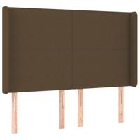 Hoofdbord met randen 147x16x118/128 cm stof donkerbruin - thumbnail