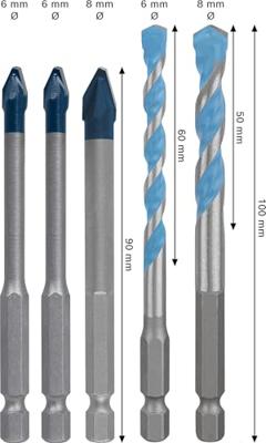 Bosch Accessoires EXPERT Tegel- en Universeelborenset HEX-9 | HardCeramic | 5-delig | 6/8mm - 2608902314