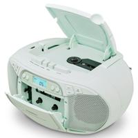 MEDION E66476 Stereo Geluidssysteem (boombox, CD-speler, MP3, cassette, draagbare cassettespeler voor kinderen, FM-radio, AUX, hoofdtelefoon, netvoeding & batterij) groen - thumbnail
