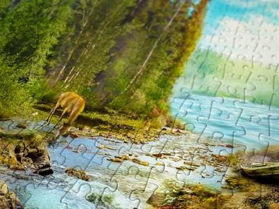 A Log Cabin by the Rapids Puzzel 1000 Stukjes