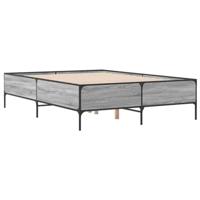 Bedframe bewerkt hout metaal grijs sonoma eiken 160x200 cm - thumbnail