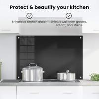 VidaXL Keuken achterwand zwart 90 x 60 cm gehard glas - thumbnail