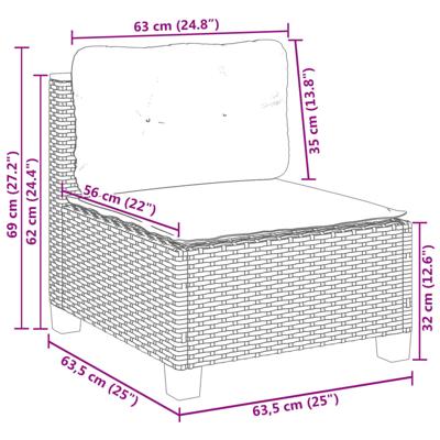 4-delige Loungeset met kussens poly rattan beige - thumbnail