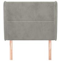 Hoofdbord met randen 83x23x118/128 cm fluweel lichtgrijs - thumbnail