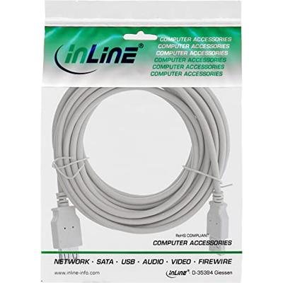 InLine 34603X USB 2.0 verlengkabel (stekker-naar-bus, type A) beige/grijs