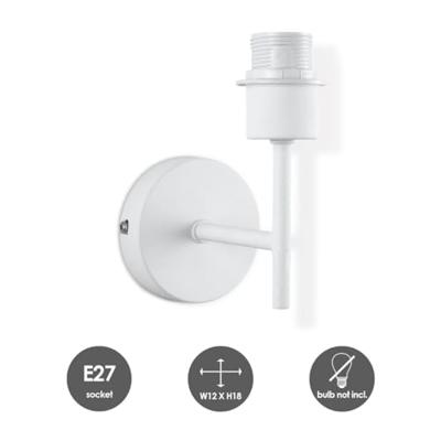 Home Sweet Home - Wandlamp Mati voor lampenkap - Wit - 10/10/18cm - rond - gemaakt van Metaal - geschikt voor E27 LED lichtbron - voor lampenkap met doorsnede max.20cm