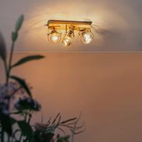 QAZQA Industriële spot donkergrijs met hout verstelbaar 3-lichts - - thumbnail