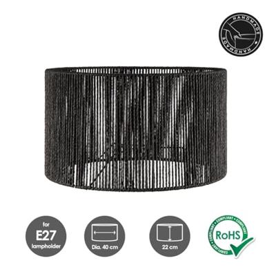 Papieren Woven Lampenkap - Cilindrisch - Black - Moderne stijl - ø40 x 22 cm - E27 fitting - Voor Staand Lamp - Ontworpen voor woonkamer en eetkamer