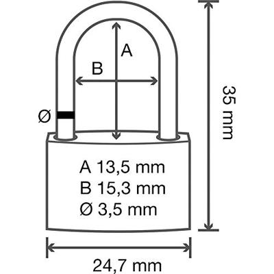 Sygonix SY-5045282 Hangslot 24.7 mm Deels gelijksluitend Goud-geel Sleutelslot