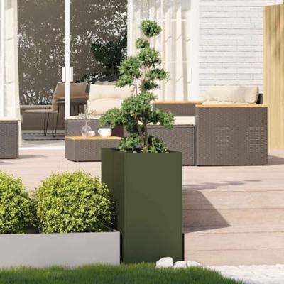 Plantenbak 40x80x80 cm staal olijfgroen