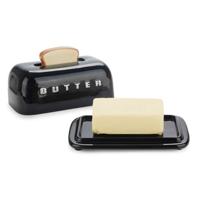 Butter tray Toasty black with lid ceramic - thumbnail
