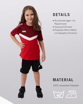 JAKO 6124K T-Shirt Iconic Kids - Rood/Wijnrood - 140