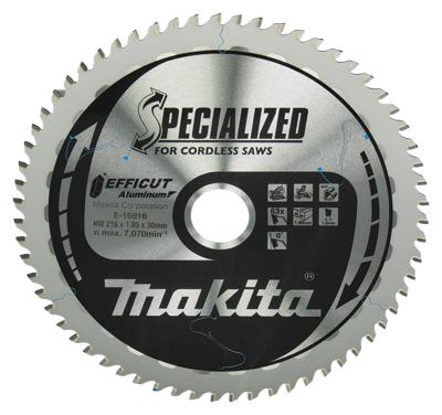Makita Accessoires afkortzaagblad aluminium | efficut 216x30mm 63t 0g - e-16916 - e-16916 Makita Accessoires afkortzaagblad aluminium | efficut 216x30mm 63t 0g - e-16916 - e-16916