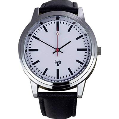 EUROTIME Zendergestuurd Horloge 62528 (Ø x h) 40 mm x 11 mm RVS Materiaal (behuizing)=Metaal Materiaal (armband)=Leer EUROTIME Zendergestuurd Horloge 62528 (Ø x h) 40 mm x 11 mm RVS Materiaal (behuizing)=Metaal Materiaal (armband)=Leer