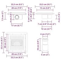 VidaXL Dot doucheafvoer zilver 20 x 20 cm roestvrij staal 304 - thumbnail