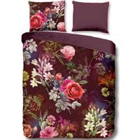 Descanso Dekbedovertrek "bloemen" - Bordeaux - (240x200/220 cm) - Biologisch Katoen satijn - thumbnail