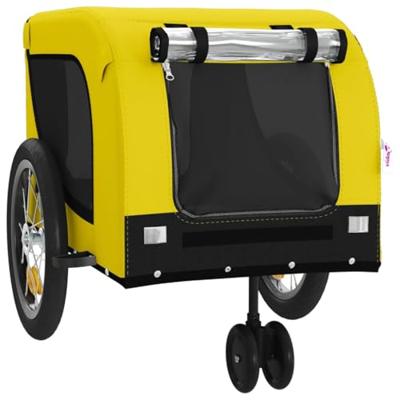 VidaXL Hondenfietstrailer oxford stof en ijzer geel en zwart - thumbnail
