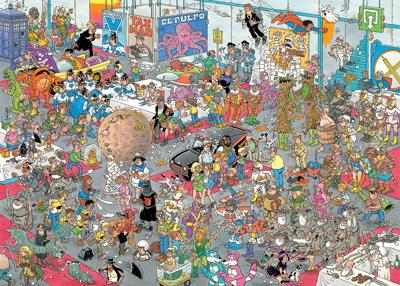 Jumbo puzzel Jan van Haasteren ruimte en film 2x1000 Jumbo puzzel Jan van Haasteren ruimte en film 2x1000
