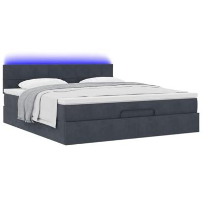 Ottoman bed met matras en LED's 160x200cm fluweel donkergrijs