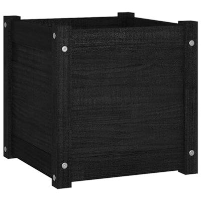 VidaXL Plantenbak 40x40x40 cm massief grenenhout zwart