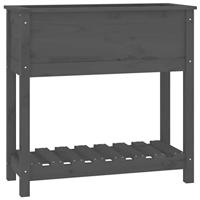 VidaXL Plantenbak met schap 82,5x34,5x81 cm massief grenenhout grijs - thumbnail