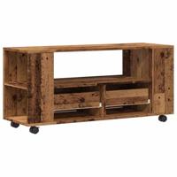 Tv-meubel met wielen 102x34,5x43 cm bewerkt hout oud hout - thumbnail