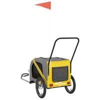 Fietskar voor huisdieren, geel en grijs Oxford-stof en ijzer - thumbnail