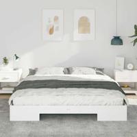 Bedframe met opslag Wit 200 x 200 cm Massief grenenhout - thumbnail