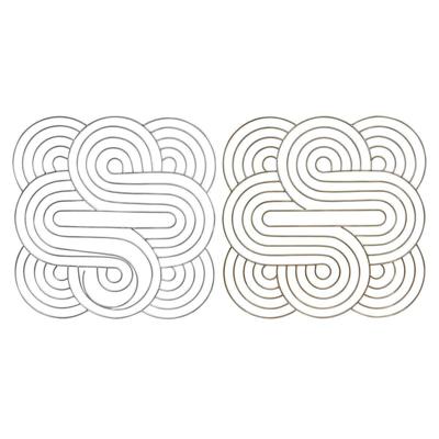 Wanddecoratie DKD Home Decor Gouden Zilverkleurig Abstract Orientaals 61 x 1 x 61 cm (2 Stuks)